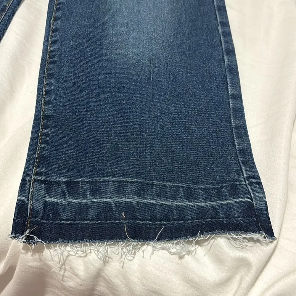 Joe’s Jeans 8 THE TYLER wide leg high rise jeans stretch blue NWT frayed hem